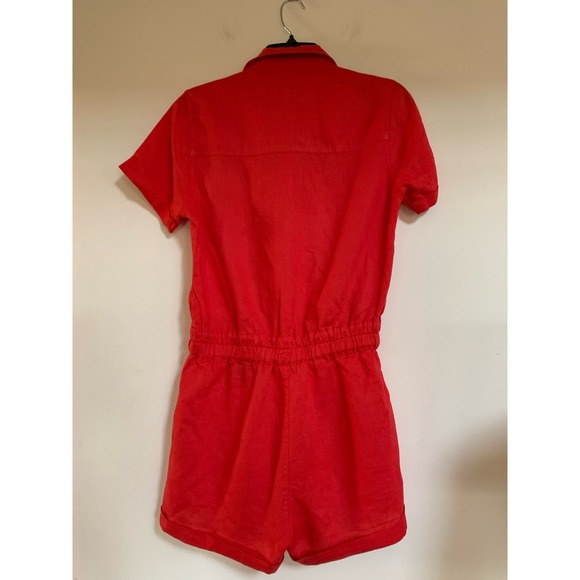 BlankNYC Linen Romper Red Flag Small Woman's 1 Piece Button Front Shorts Jumper - Picture 2 of 8